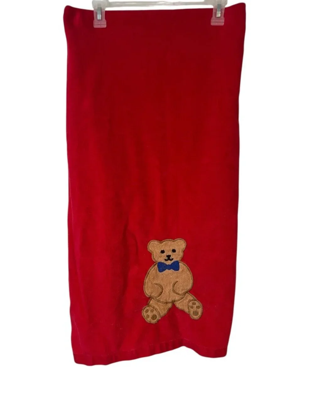 Teddy Bear Bath Towel Vintage Ames Red USA Made